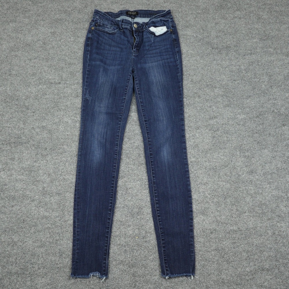 Judy Blue Jeans Womens 7/28 Blue Dark Wash Skinny Raw Hem JB82340DK